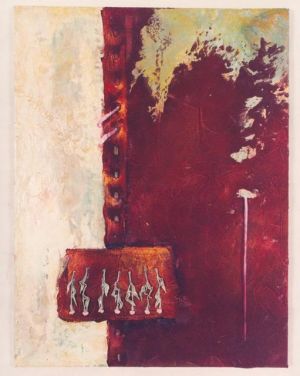 Siete requisitos   mixta con encausto y cera  mica   80x60 cm.   2003 